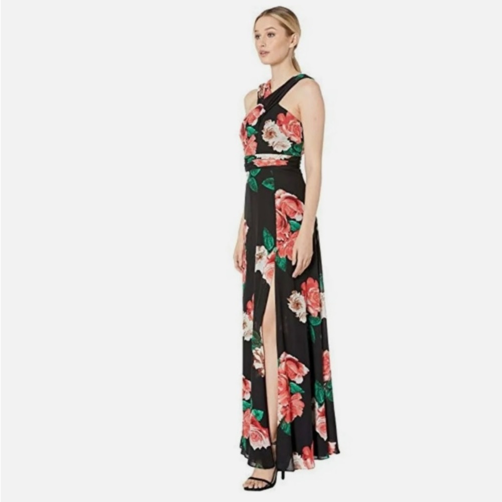 Laundry Shelli Segal Floral Cross Neck Maxi Dress size 10 - Picture 2 of 10